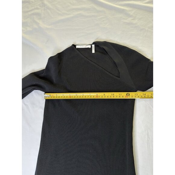 HELMUT LANG Asymmetric-Neckline Knit Dress Black Cut Out Small Knee Length - Picture 5 of 9